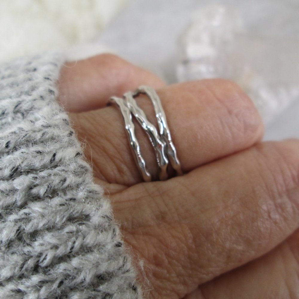 Hammered 925 Sterling Silver Band>925 Stamped,Wide Band,Women's Statement Ring